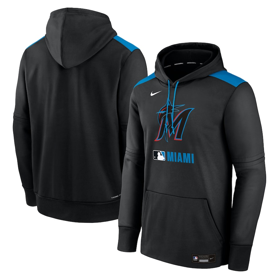 Men's Miami Marlins Black Collection Performance Pullover Hoodie